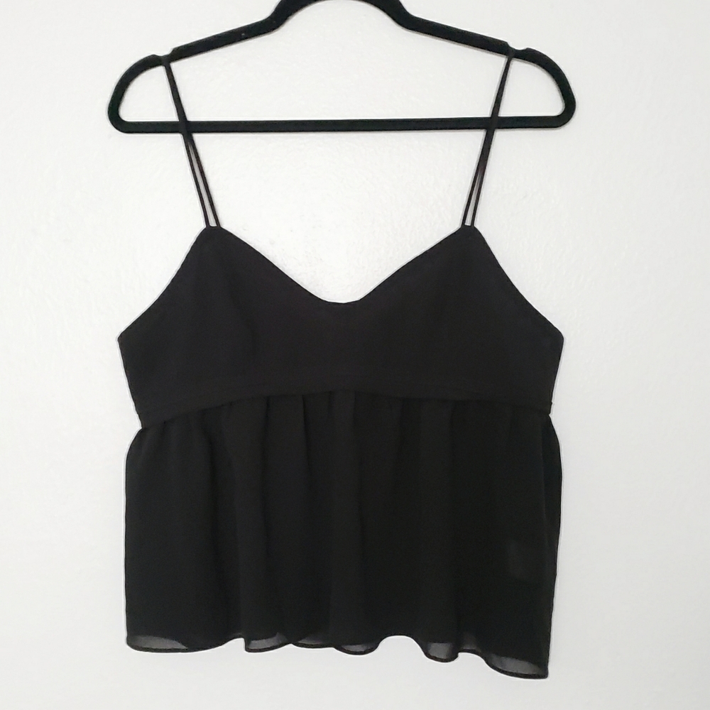KIMICHI BLUE openback black crepe camisole festival top L